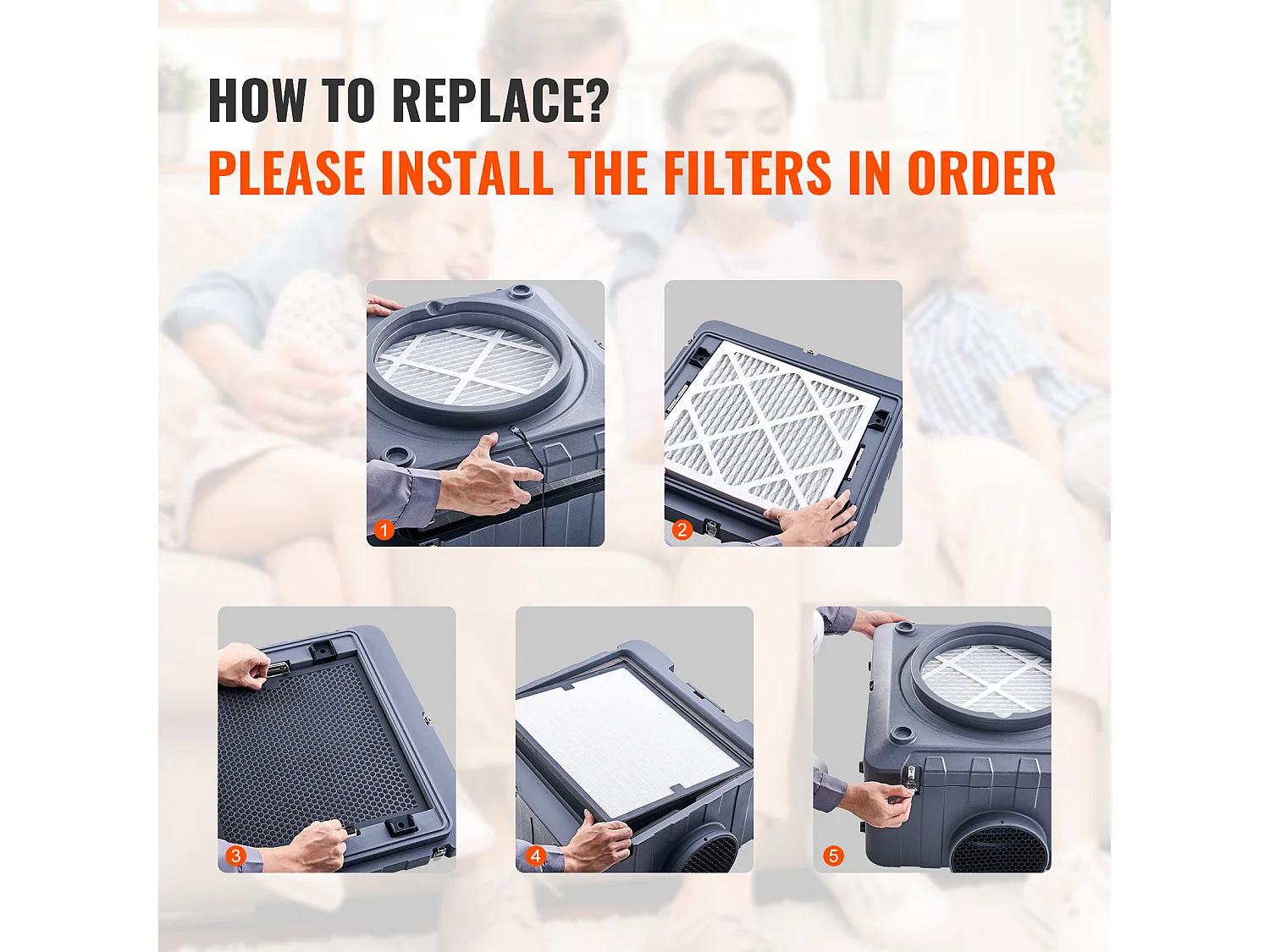 Filtry SucceBuy Zestaw 5 Filtrów z Węglem Aktywnym 40 cm × 40 cm do Oczyszczacza Powietrza