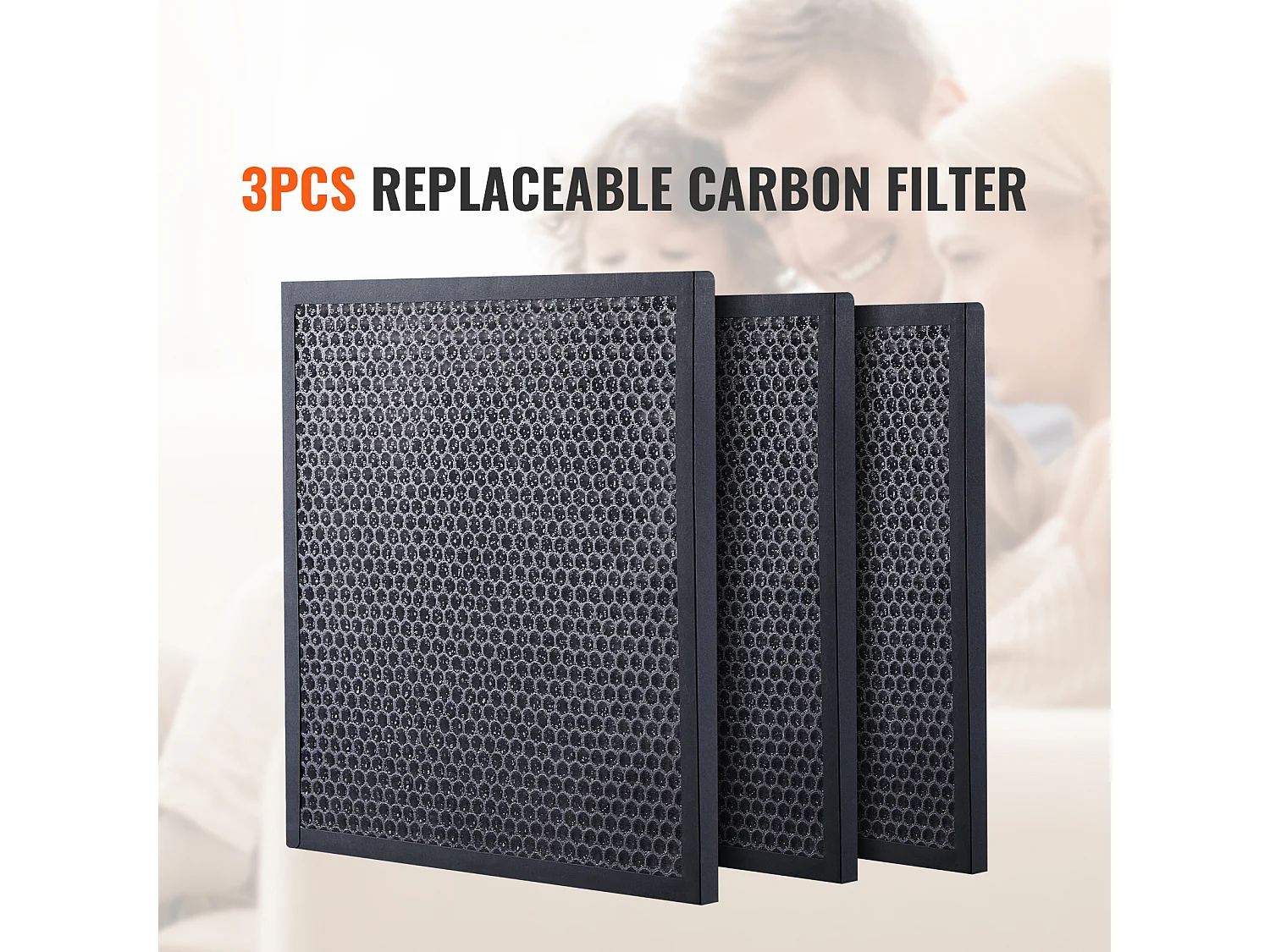 Filtros SucceBuy Filtros de Carbón Activado de Repuesto (Paquete de 3) de 40 cm x 40 cm para Purificador de Aire
