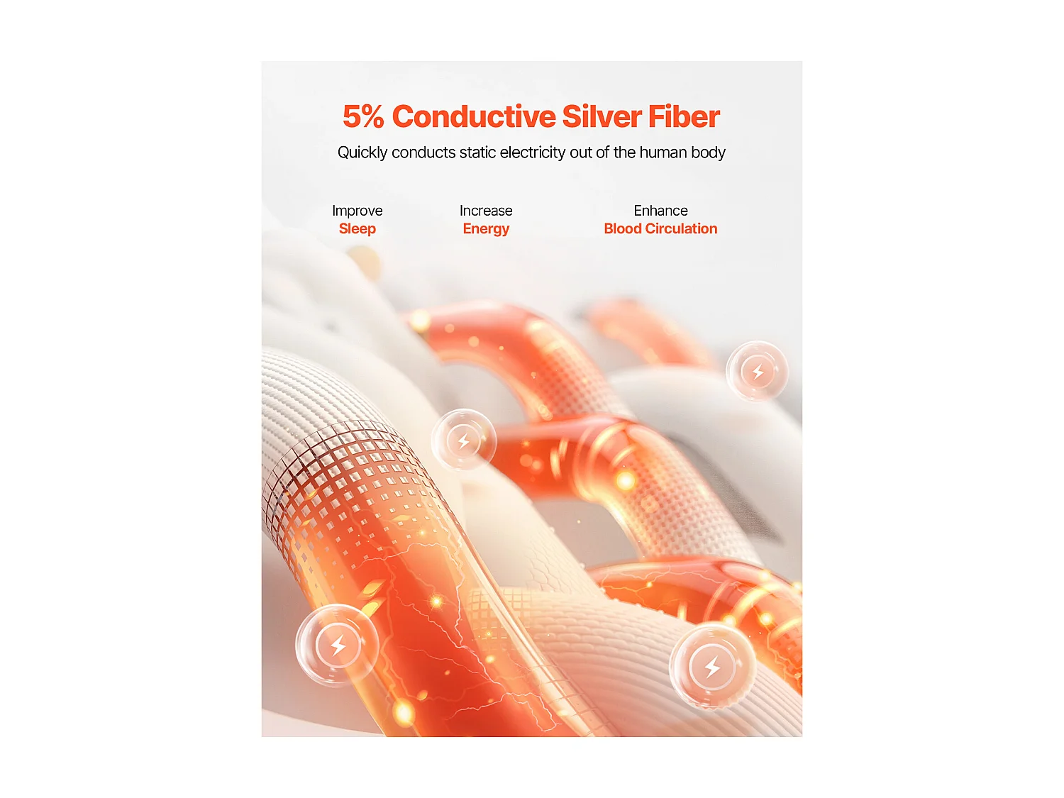 Bedsprei SucceBuy Aardingshoeslakens Queensize (152 x 203 x 33 cm, Grijs). 95% Katoen + 5% Zilvervezels, met Koord en Tester voor een Betere Nachtrust.