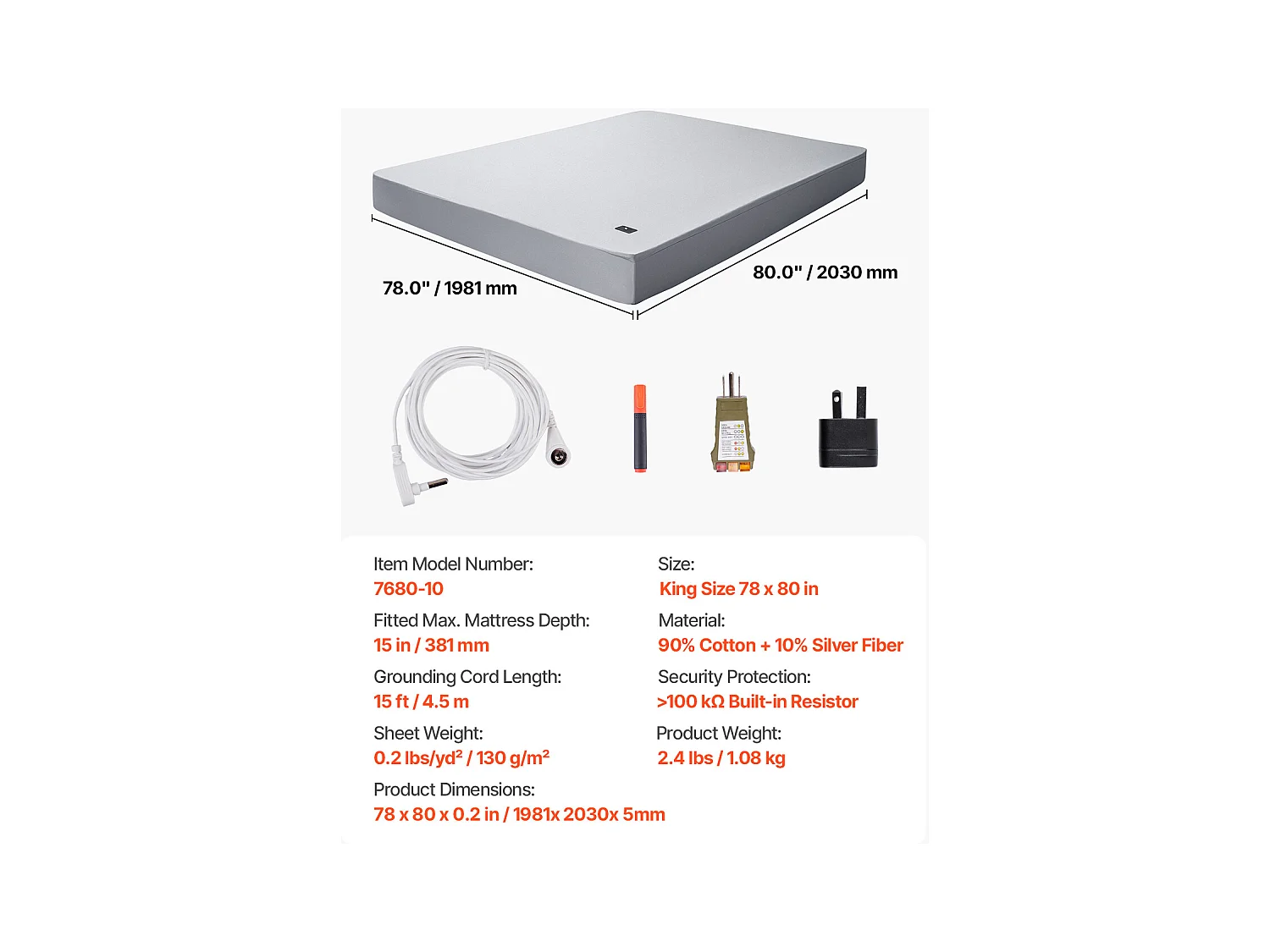 Dessus de Lit SucceBuy Mise à la Terre Feuilles-King Size, 90% Coton + 10% Argent Fiber Mise à la Terre Feuilles