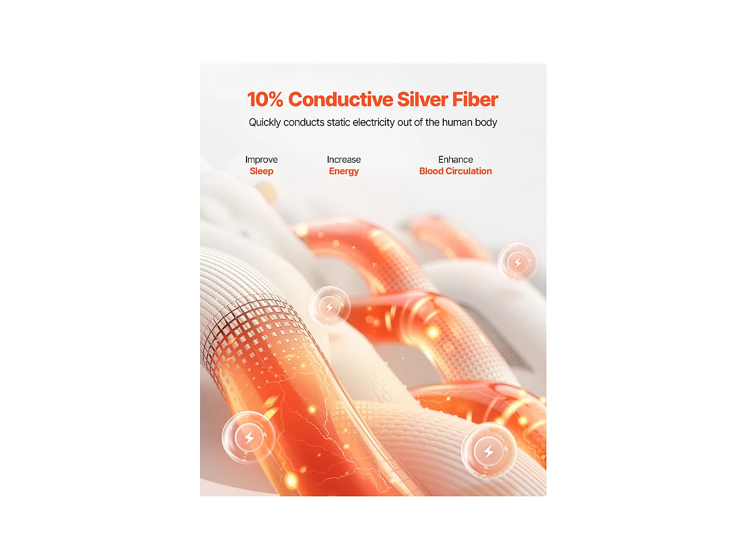 Dessus de Lit SucceBuy Mise à la Terre Feuilles-King Size, 90% Coton + 10% Argent Fiber Mise à la Terre Feuilles