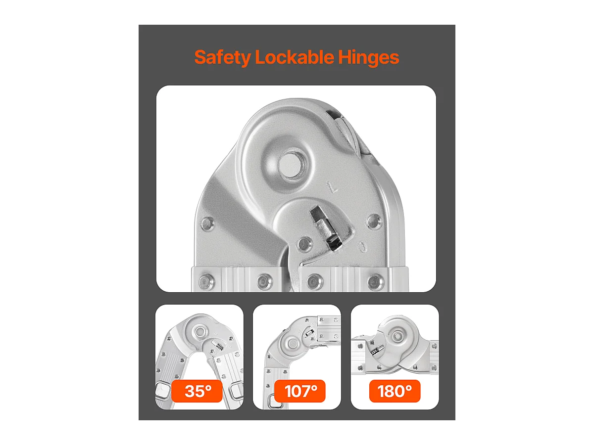 Échelle Pliante Polyvalente SucceBuy 7 en 1, 3 Marches, Hauteur de Portée de 3,5 m, pour le Travail