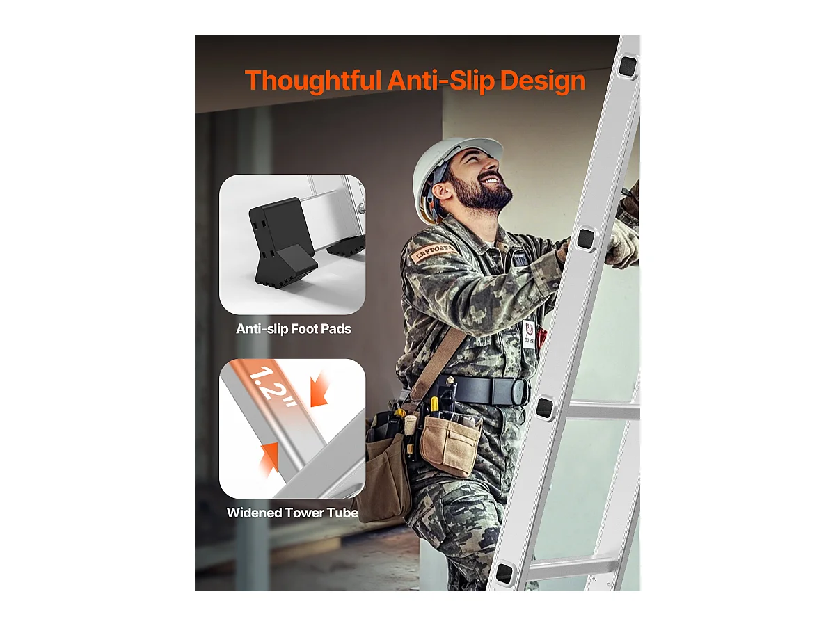 Échelle Pliante Polyvalente SucceBuy 7 en 1, 3 Marches, Hauteur de Portée de 3,5 m, pour le Travail