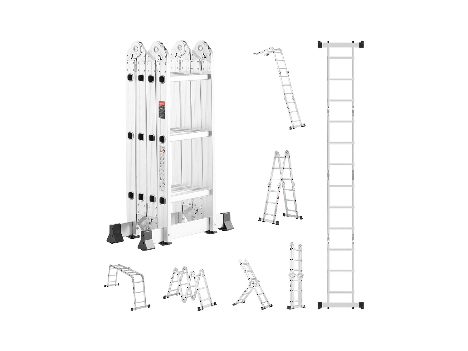 Échelle Pliante Polyvalente SucceBuy 7 en 1, 3 Marches, Hauteur de Portée de 3,5 m, pour le Travail