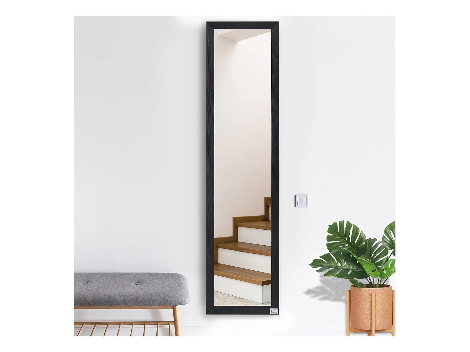 Miroir sur pied et mural rectangulaire dim. 37L x 48l x 152H cm noir