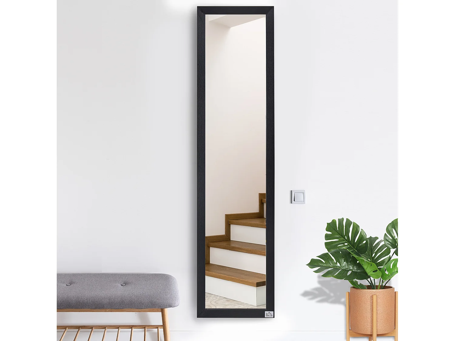 Miroir sur pied et mural rectangulaire dim. 37L x 48l x 152H cm noir