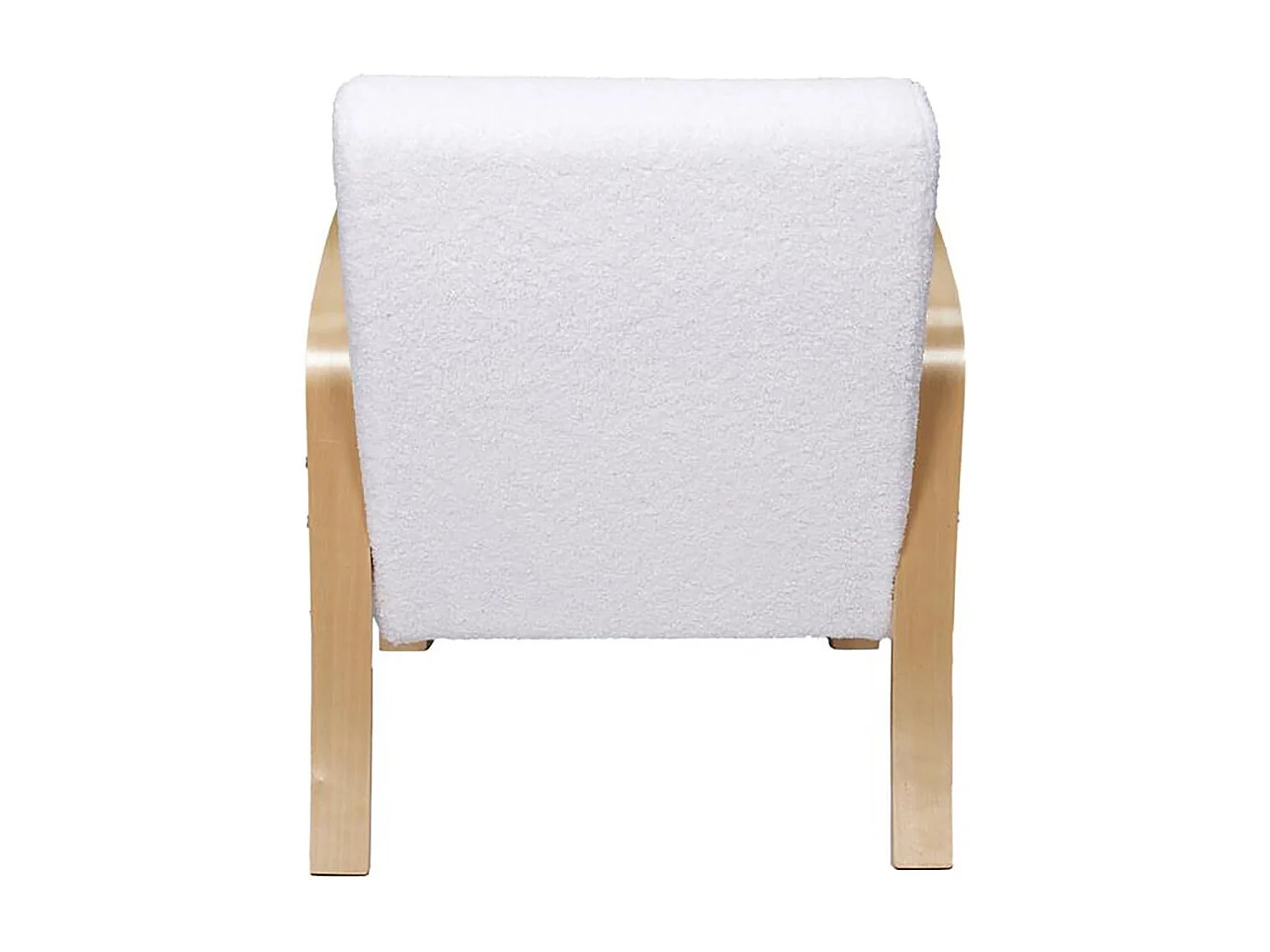KAUPA - Fauteuil en Tissu Bouclettes Blanc Accoudoirs Bois