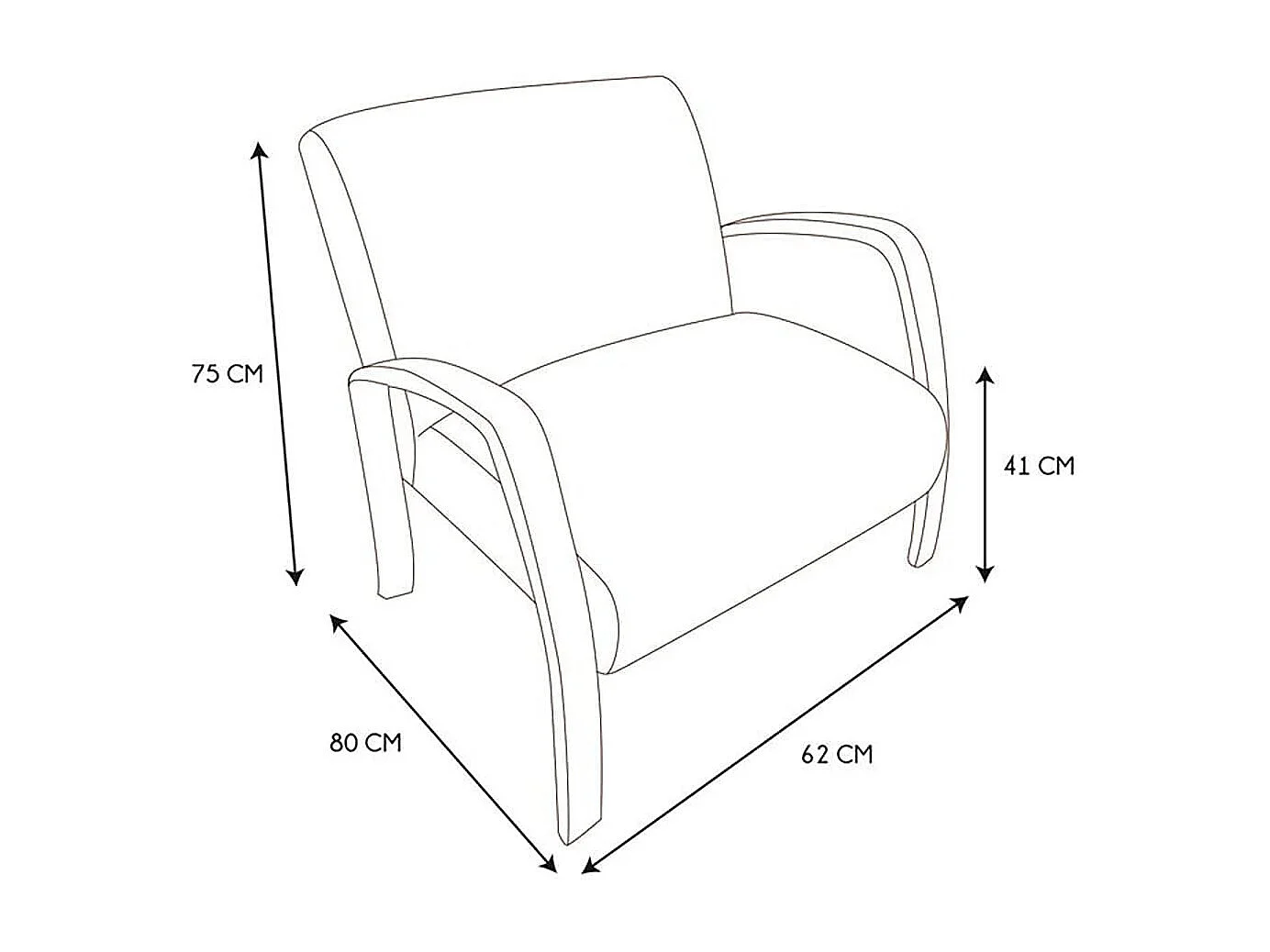 KAUPA - Fauteuil en Tissu Bouclettes Blanc Accoudoirs Bois
