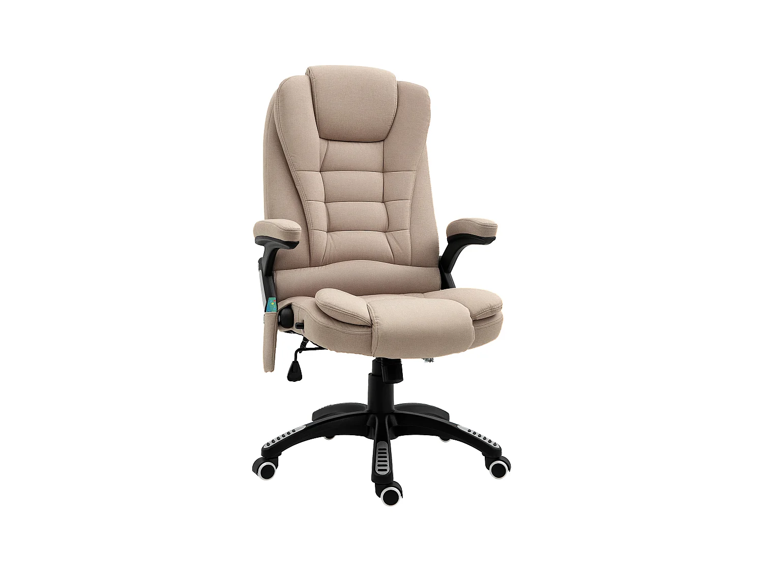 Fauteuil de bureau direction massant chauffant hauteur réglable dossier inclinable toile de lin beige