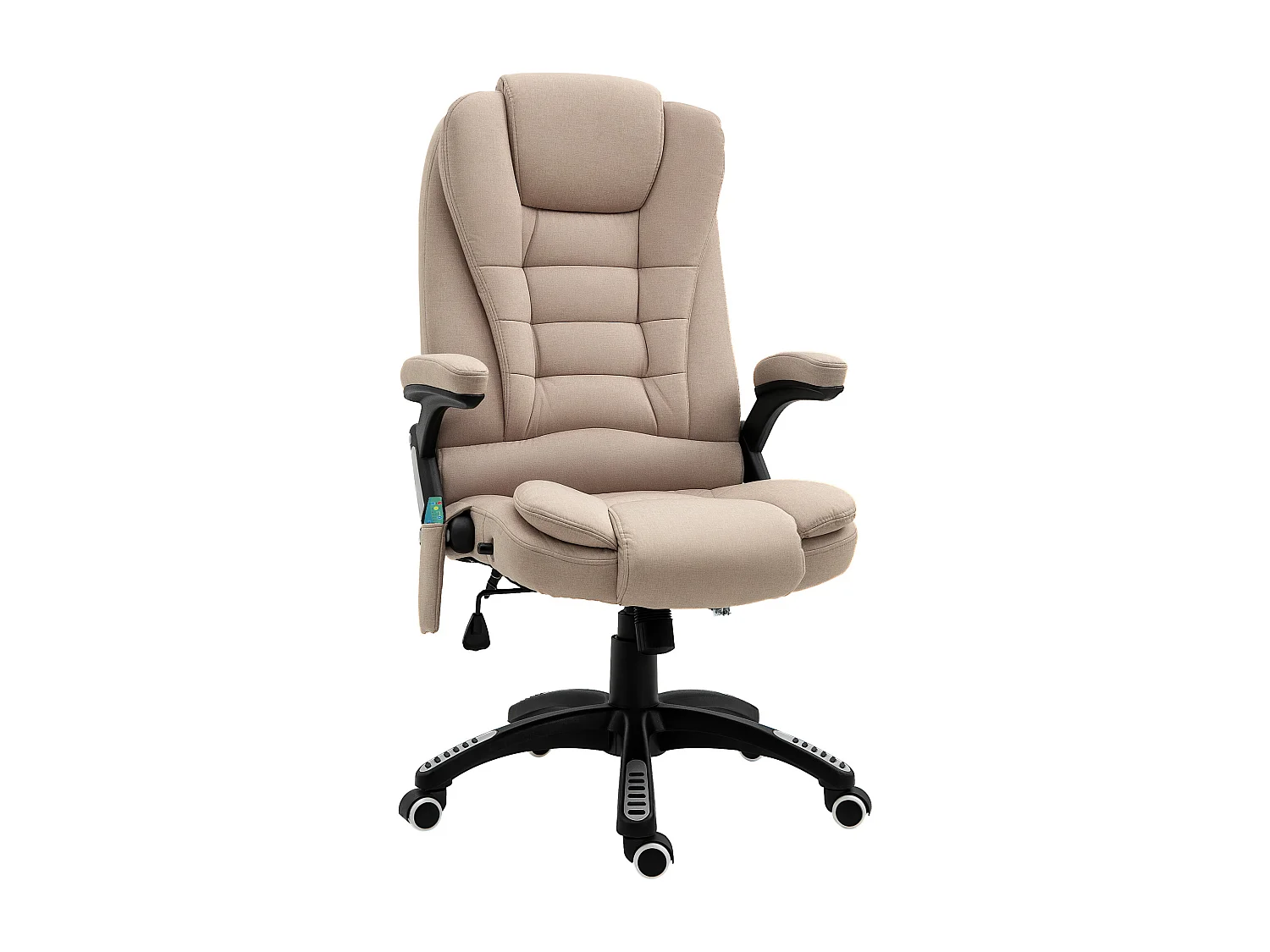 Fauteuil de bureau direction massant chauffant hauteur réglable dossier inclinable toile de lin beige