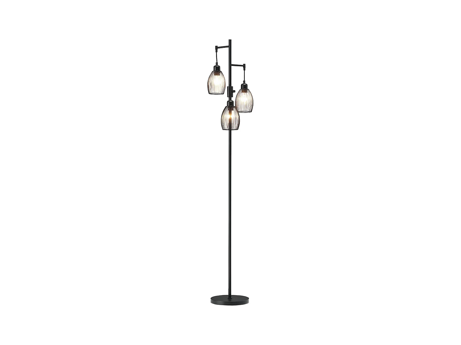 Lampadaire design industriel 3 têtes 40 W max. luminosité réglable métal filaire acier noir