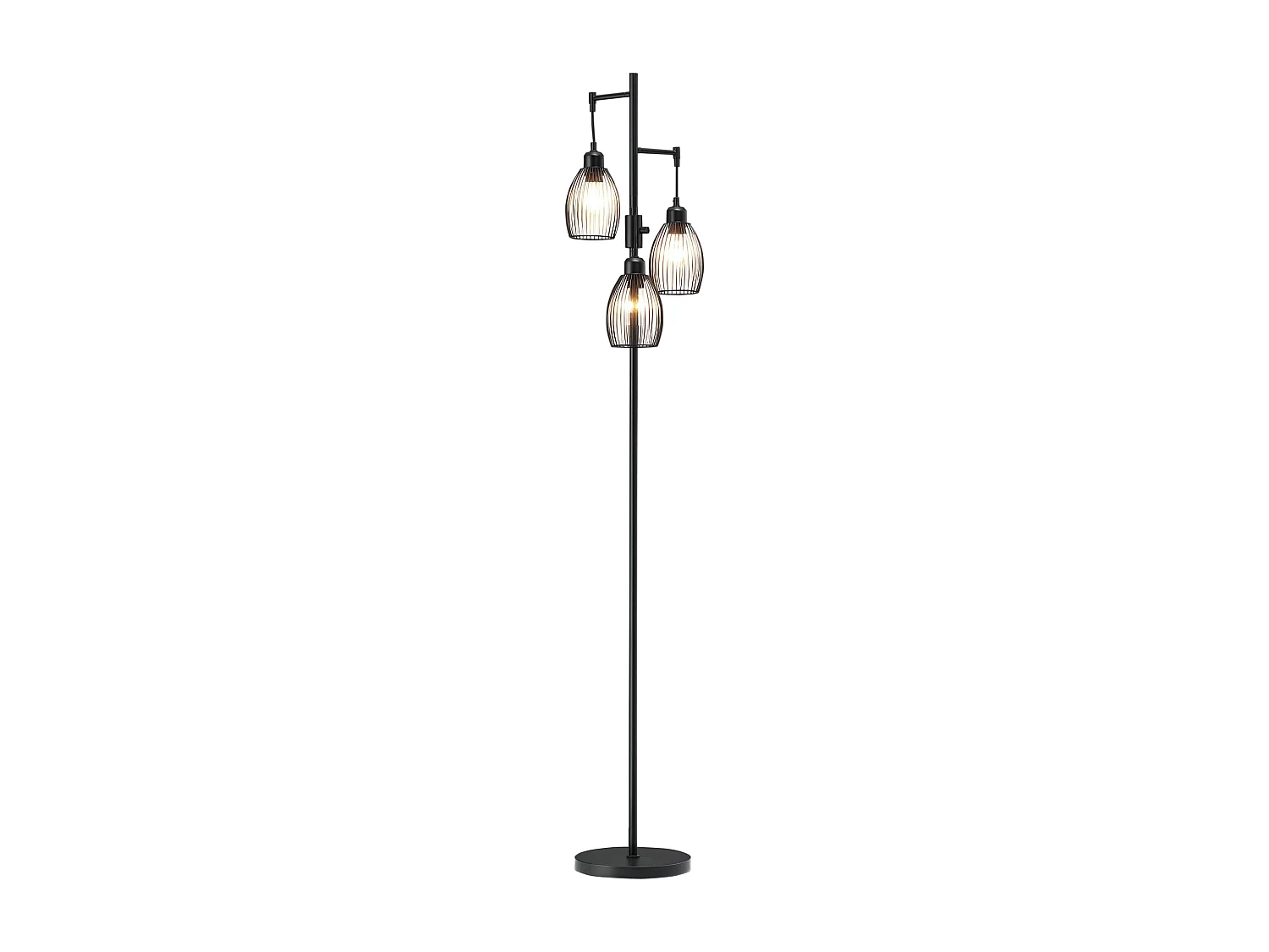 Lampadaire design industriel 3 têtes 40 W max. luminosité réglable métal filaire acier noir