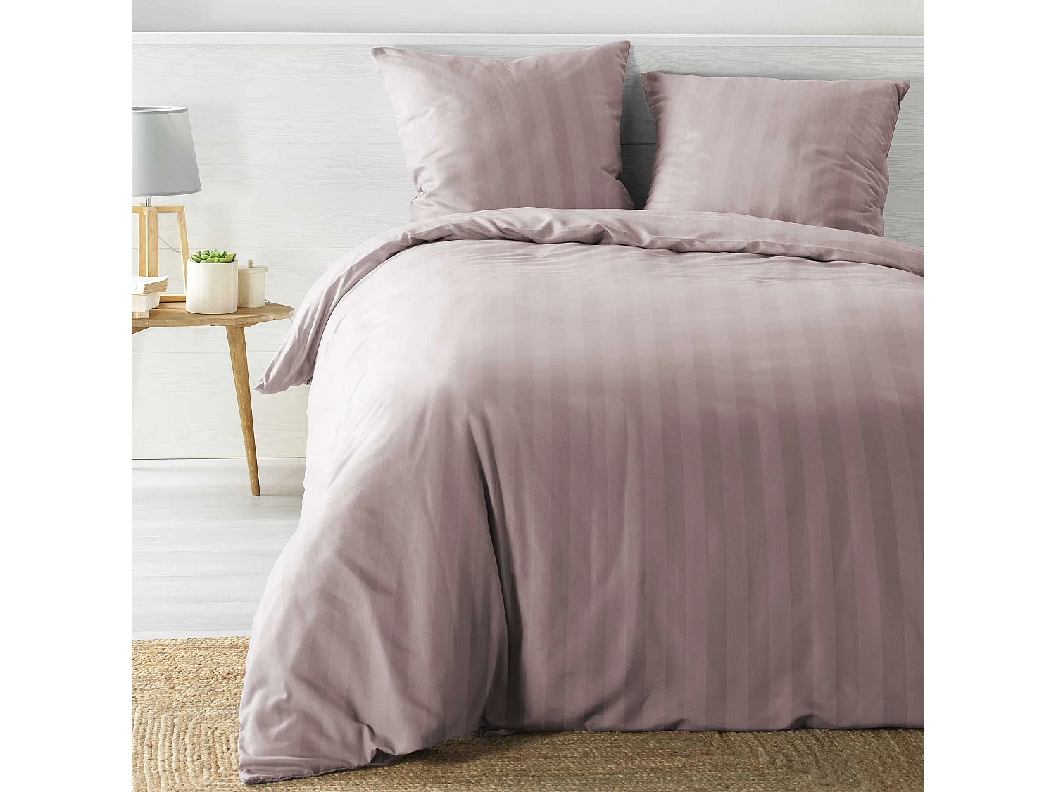 Parure Housse de couette Microfibre satine 220x240 cm Cléa rose