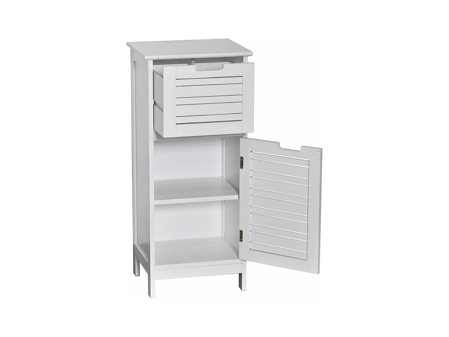 Meuble de rangement 1 Tiroir et 1 Étagère H 83 cm- Blanc miami