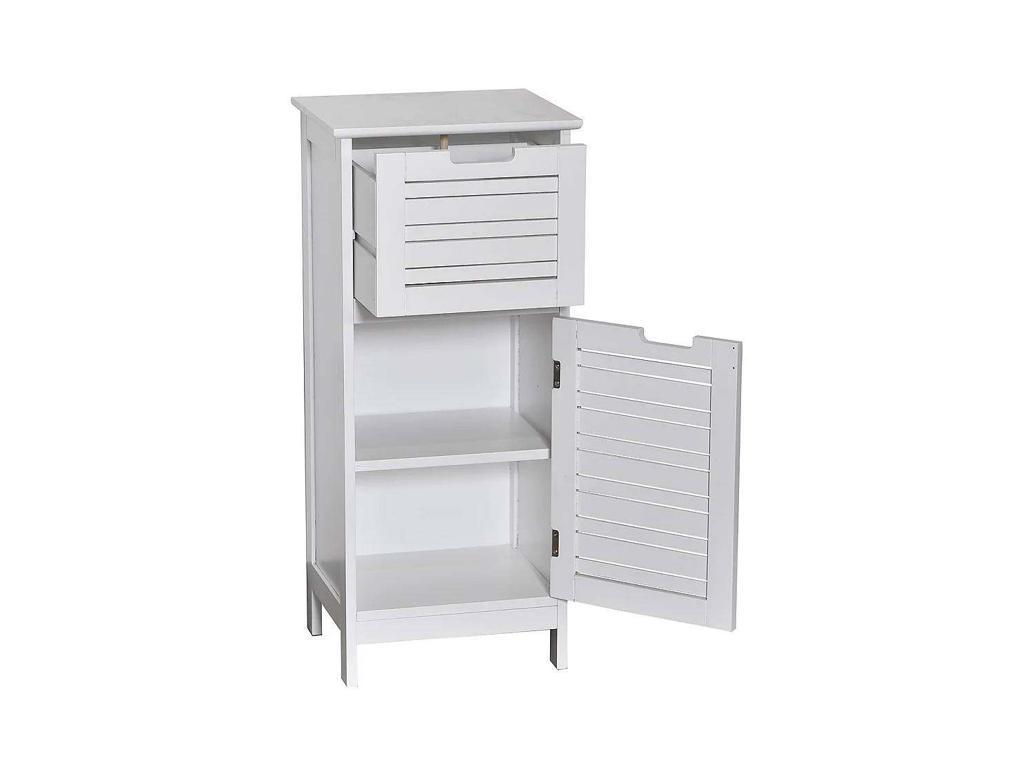 Meuble de rangement 1 Tiroir et 1 Étagère H 83 cm- Blanc miami