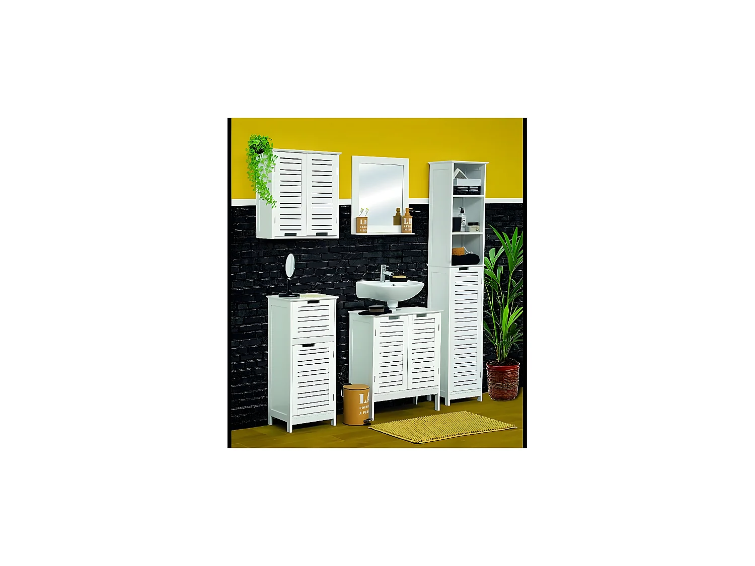 Meuble Colonne de Salle de bain 1 Porte 2 Étagères 3 Niches H 173 cm - Blanc miami