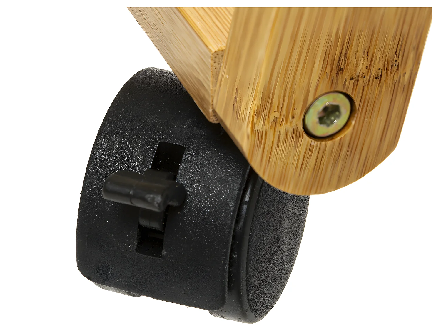 Desserte roulante 3 Niveaux en Bambou et Métal Blanc H 88 cm