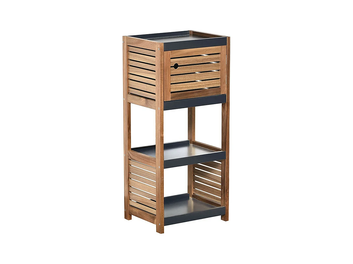 Meuble de rangement 1 Porte et 3 Étagères H 83 cm - Acacia