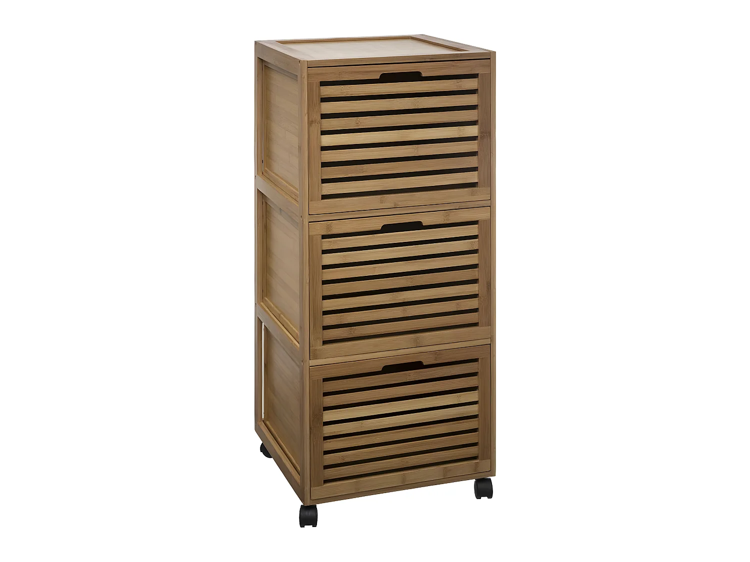 Meuble de rangement roulant 3 tiroirs en Bambou