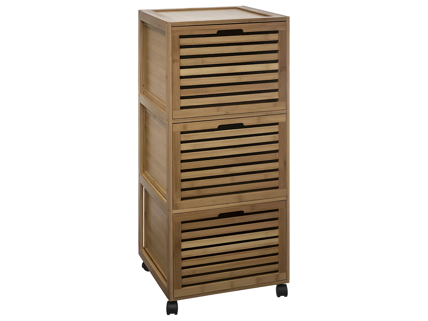 Meuble de rangement roulant 3 tiroirs en Bambou