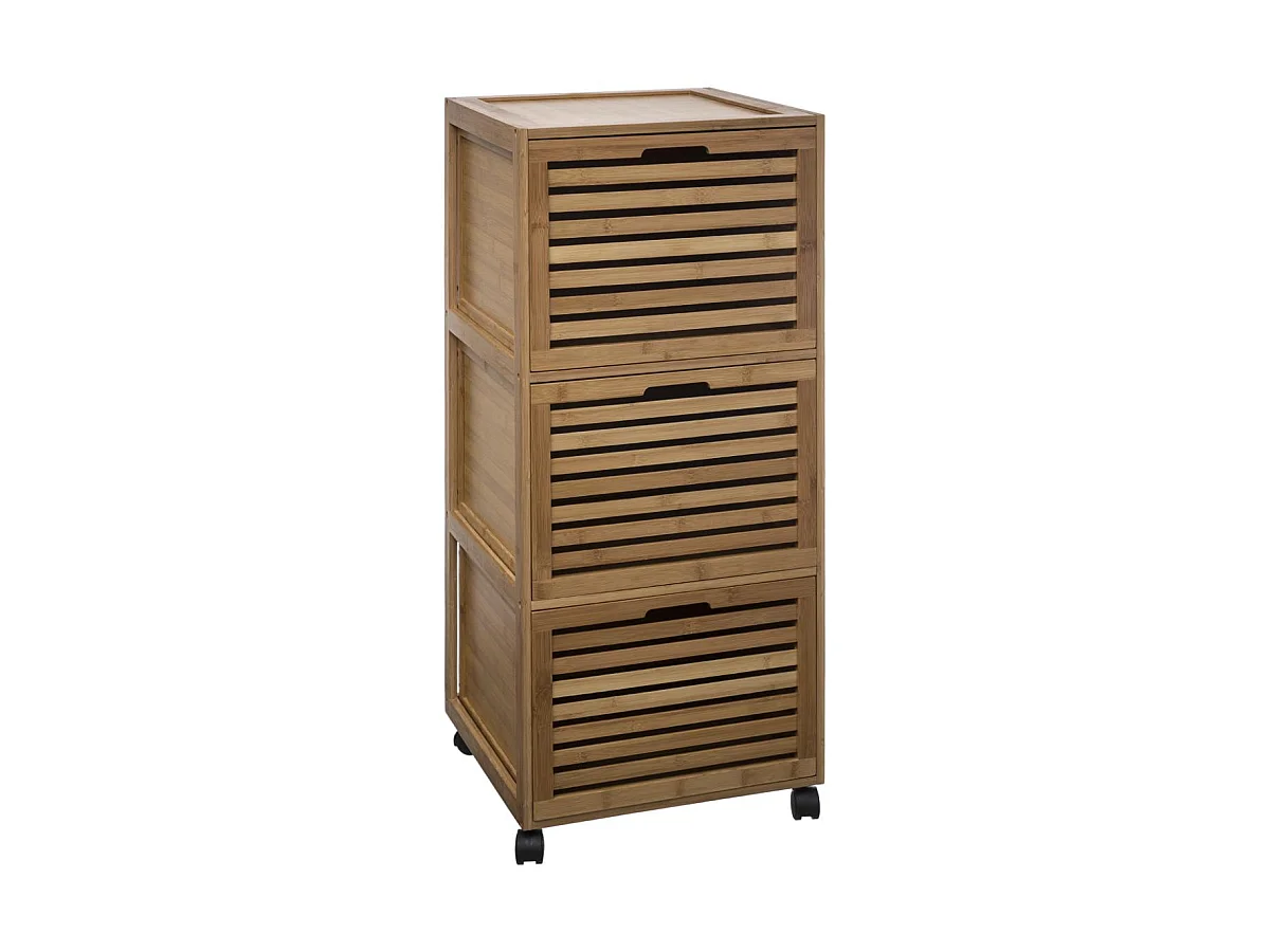 Meuble de rangement roulant 3 tiroirs en Bambou