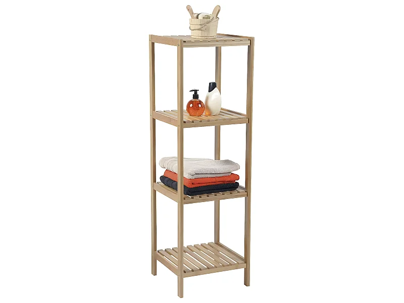 Étagère de rangement 4 niveaux en Bambou  H 110 cm