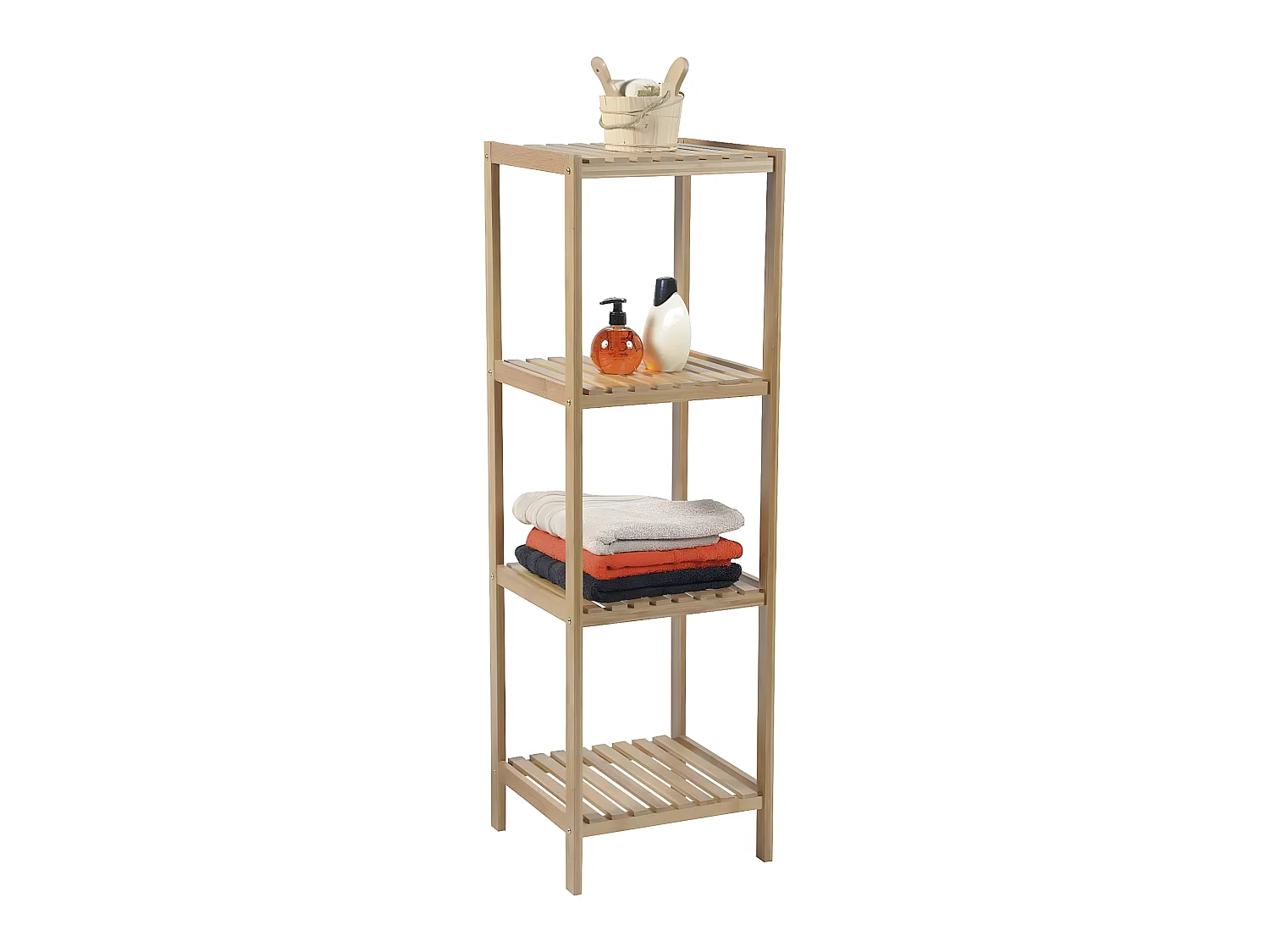 Étagère de rangement 4 niveaux en Bambou  H 110 cm