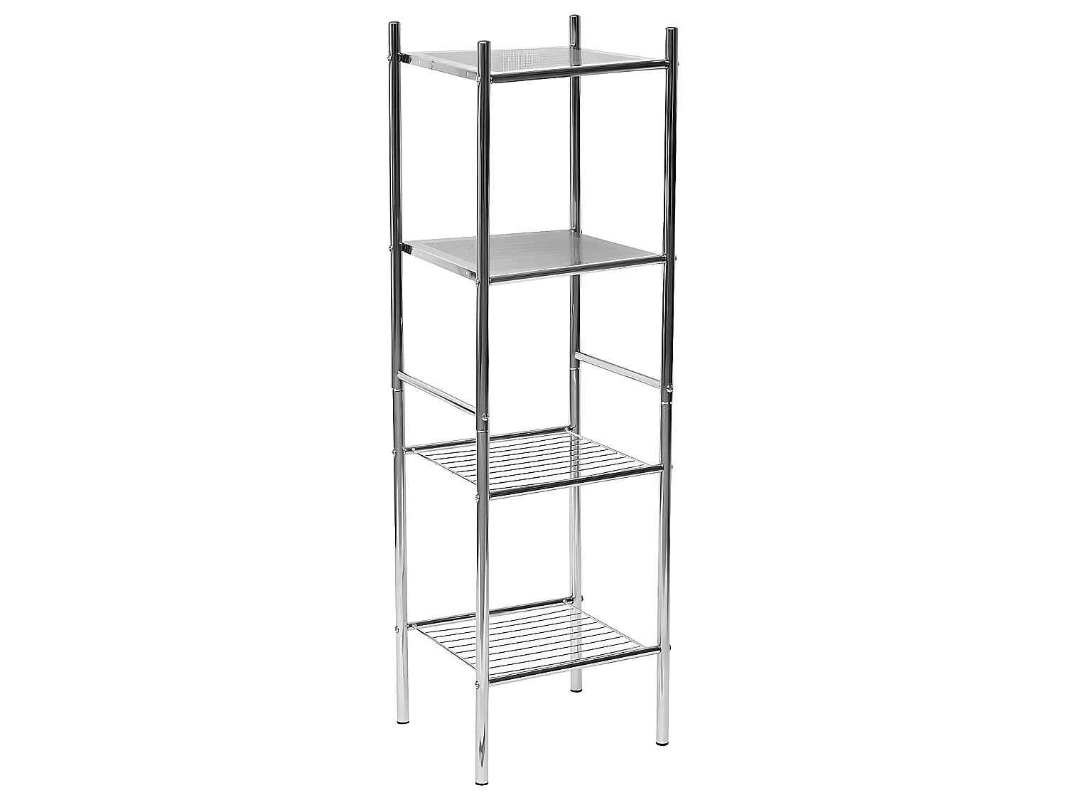 Étagère de rangement 4 niveaux en Métal Chrome H 108 cm