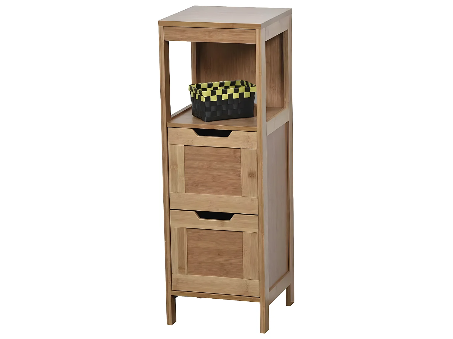 Meuble de rangement 2 Tiroirs et 1 Étagère H 89.5 cm - Bambou