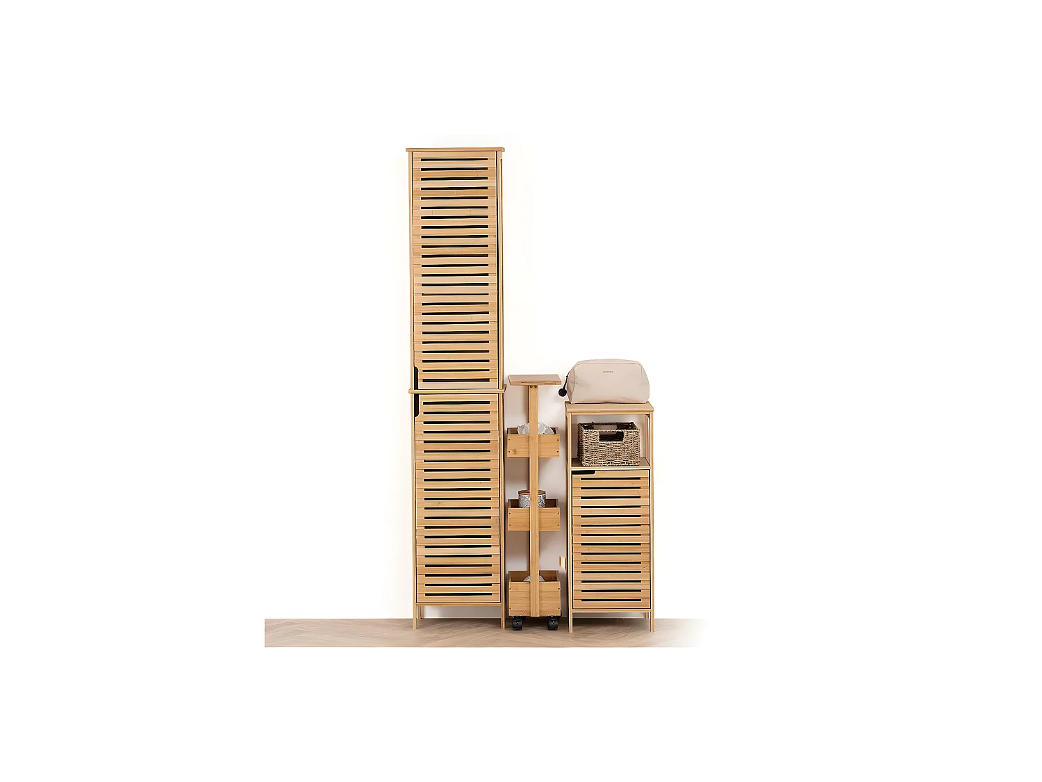 Desserte roulante 4 niveaux en Bambou H 85.5 cm