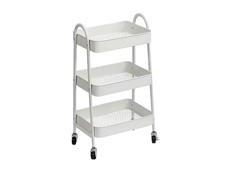 Desserte roulante 3 niveaux en Métal Blanc H 79 cm