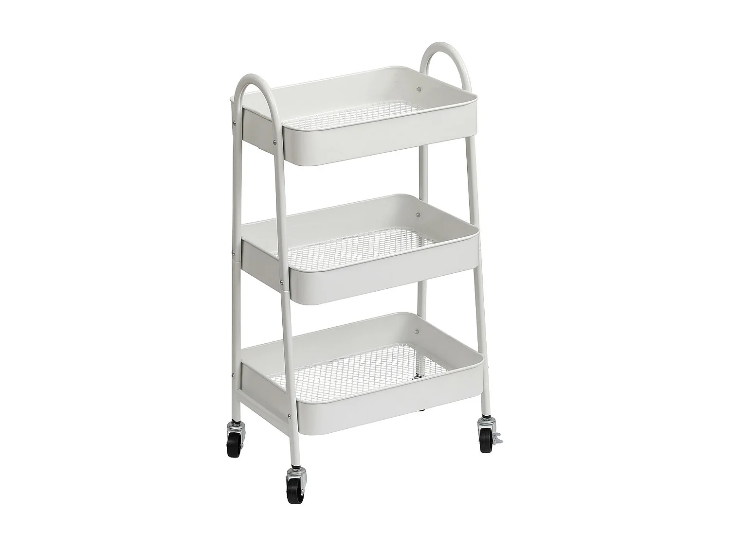 Desserte roulante 3 niveaux en Métal Blanc H 79 cm
