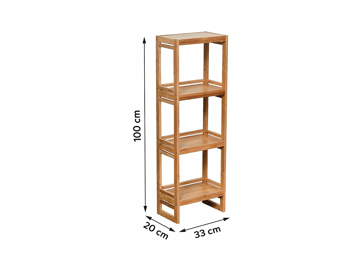 Meuble Etagère de rangement 4 niveaux en Bambou H 100 cm