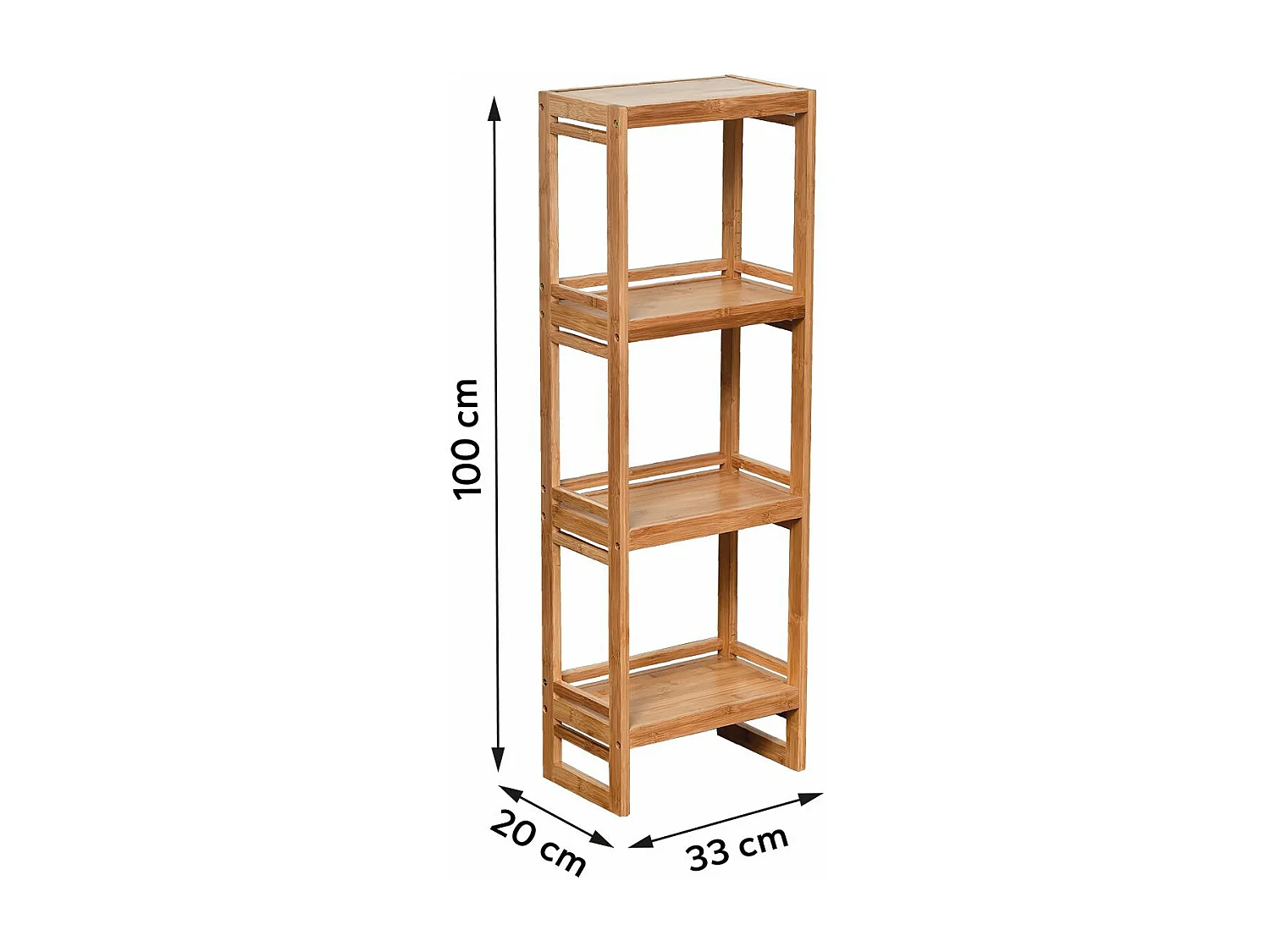 Meuble Etagère de rangement 4 niveaux en Bambou H 100 cm