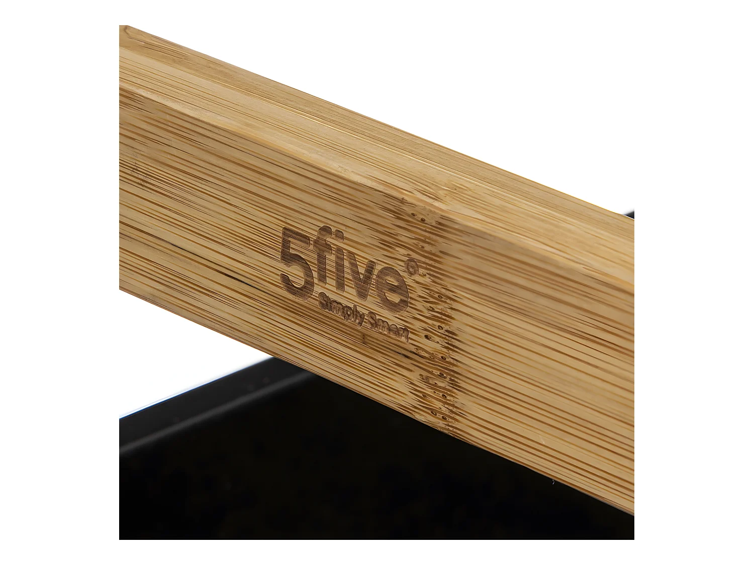 Desserte roulante 3 niveaux en Bambou et Bois Noir H 80 cm