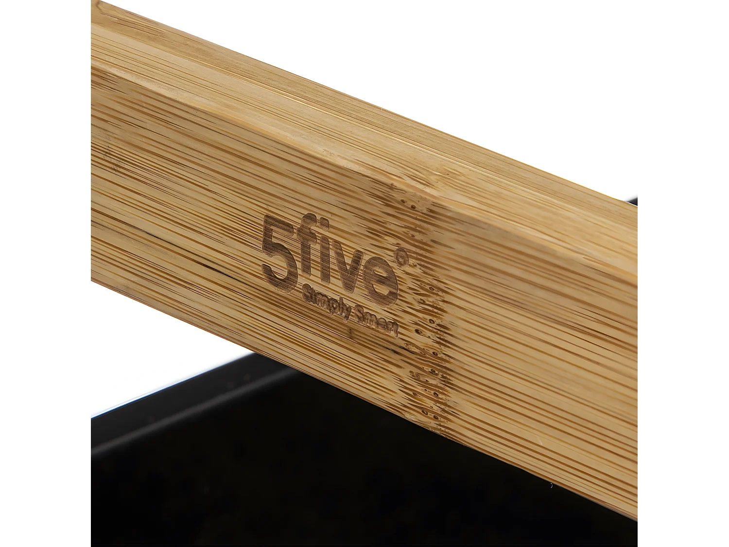 Desserte roulante 3 niveaux en Bambou et Bois Noir H 80 cm