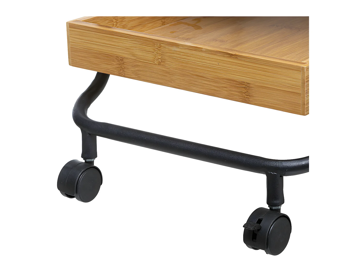 Desserte roulante 3 Niveaux en métal noir et bambou