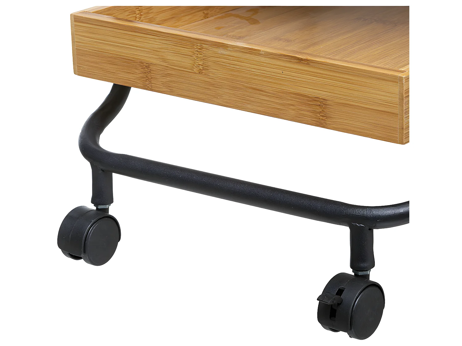 Desserte roulante 3 Niveaux en métal noir et bambou