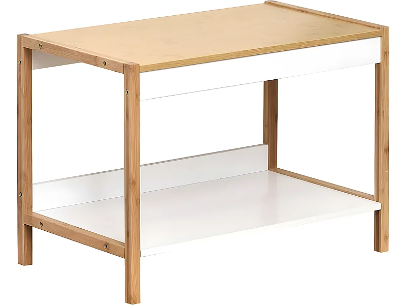 Meuble de rangement bas 2 niveaux en Bambou H 43 cm
