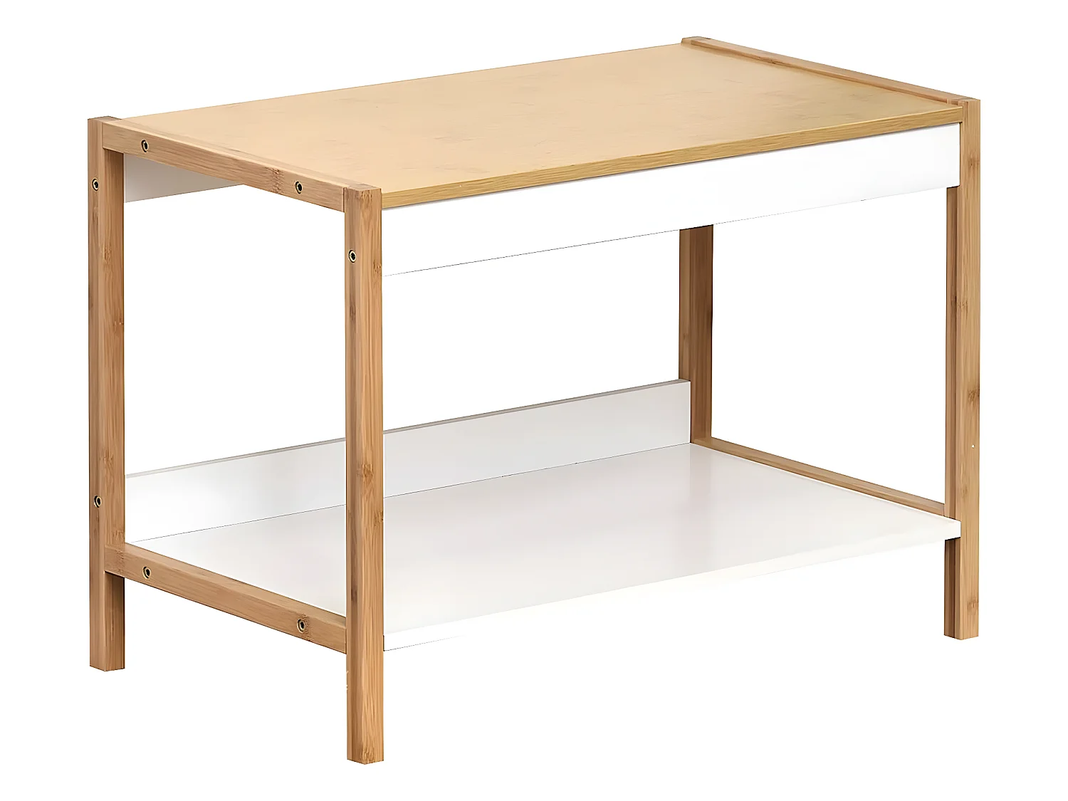 Meuble de rangement bas 2 niveaux en Bambou H 43 cm