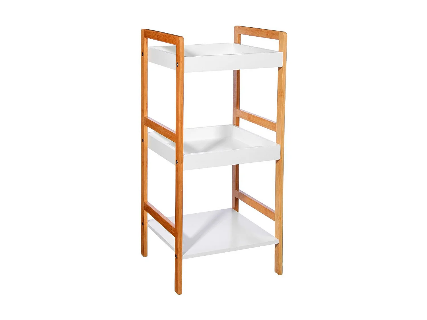 Étagère de rangement 3 niveaux en Bambou et Bois Blanc H 80 cm