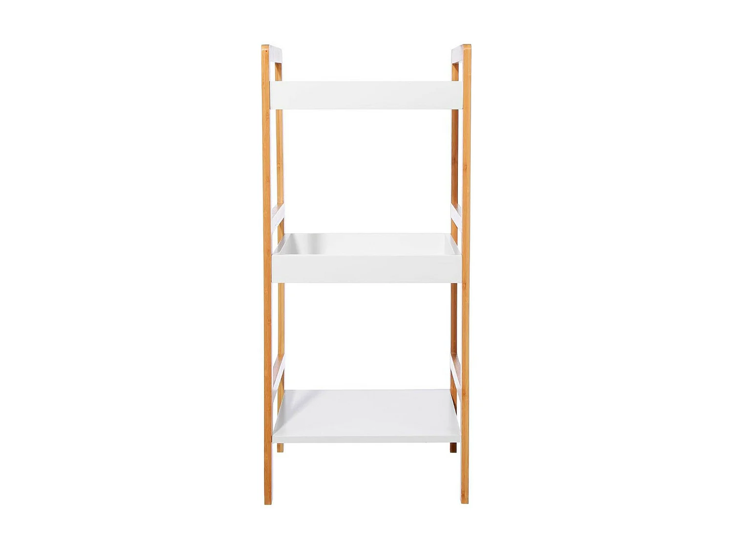 Étagère de rangement 3 niveaux en Bambou et Bois Blanc H 80 cm