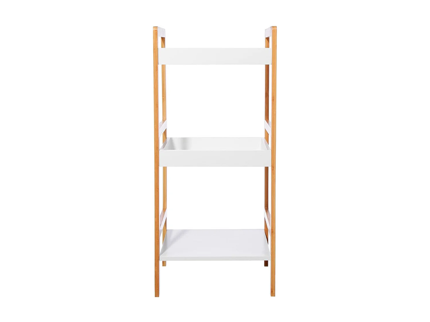 Étagère de rangement 3 niveaux en Bambou et Bois Blanc H 80 cm