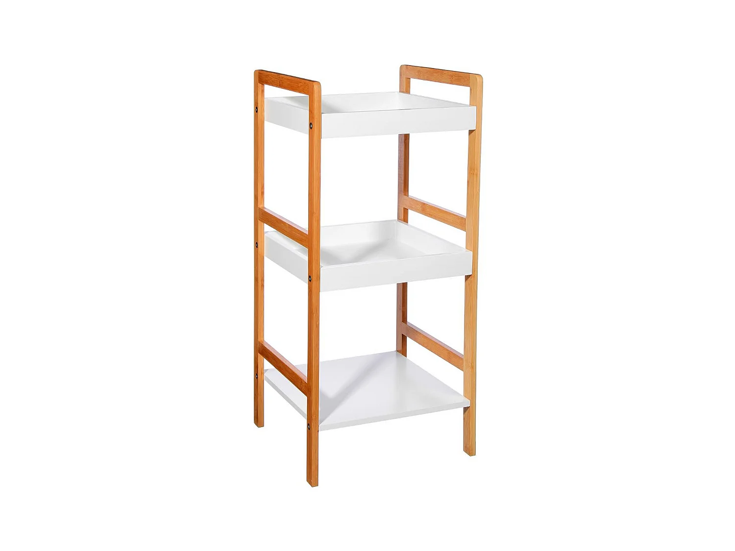Étagère de rangement 3 niveaux en Bambou et Bois Blanc H 80 cm