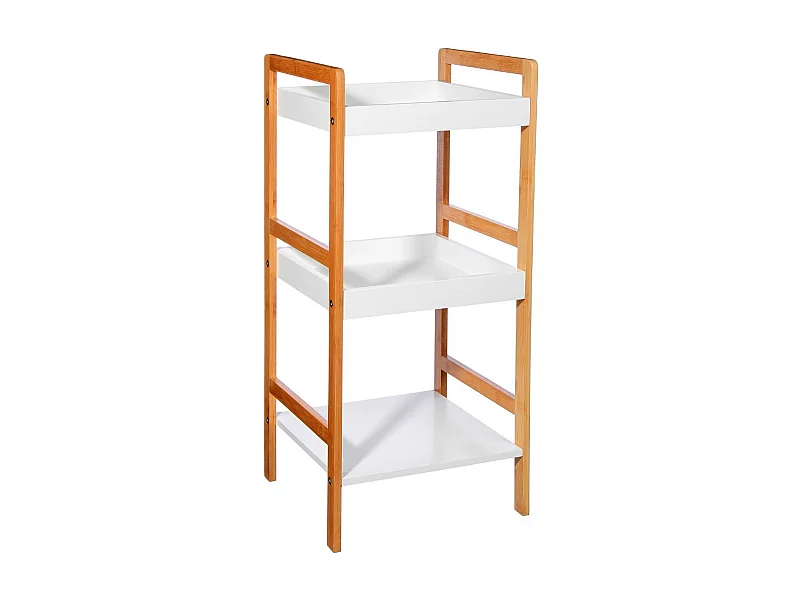 Étagère de rangement 3 niveaux en Bambou et Bois Blanc H 80 cm