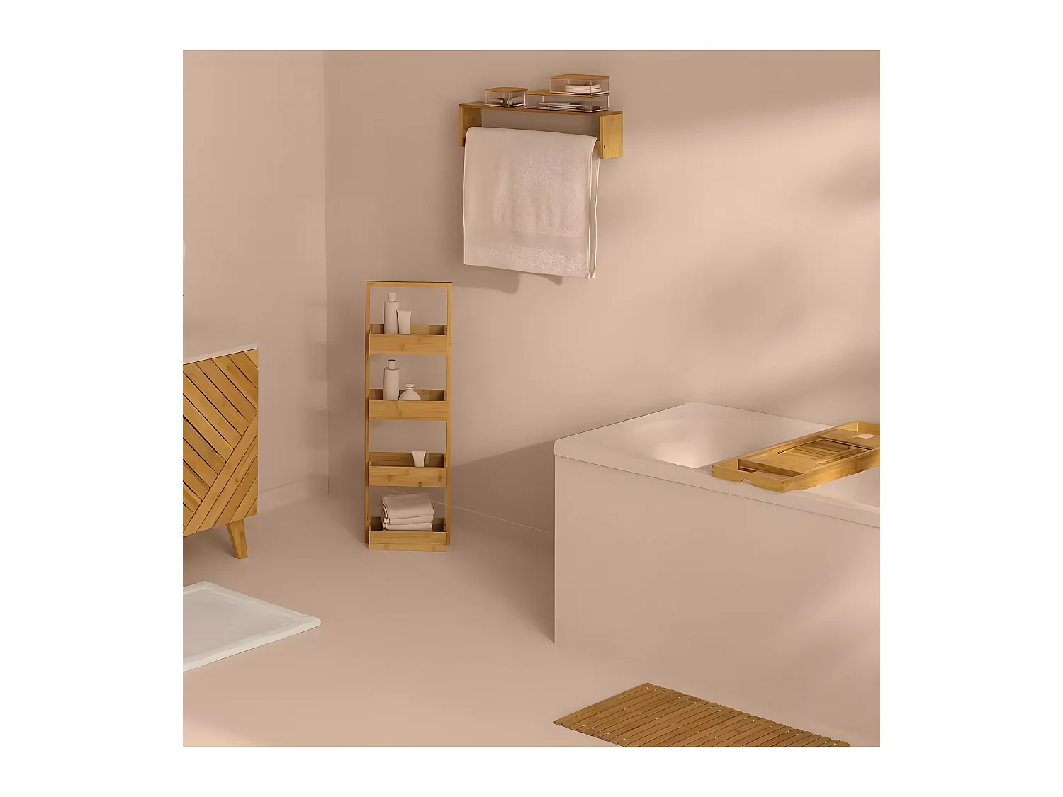 Regal mit 4 Körben aus Bambus