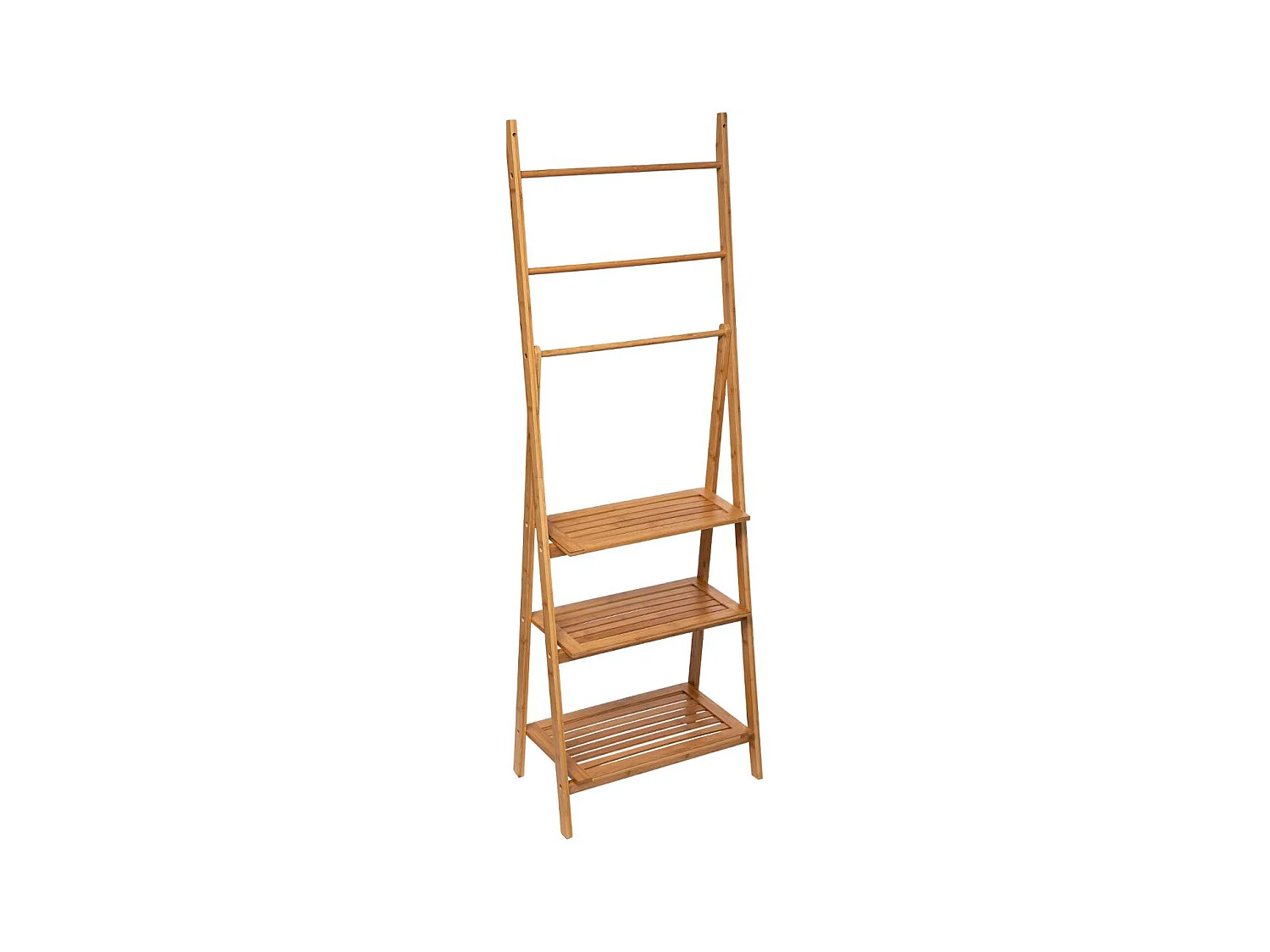 Étagère de rangement 3 niveaux avec Porte-serviette en Bambou H 152 cm