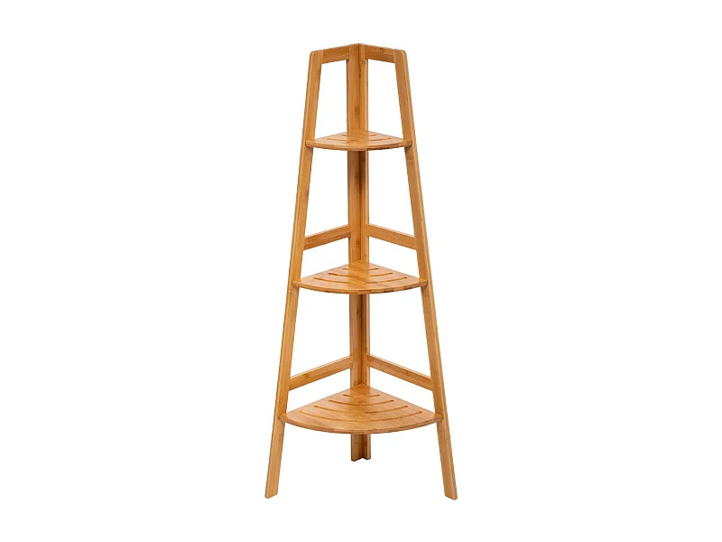 Étagère de rangement d'angle 3 niveaux en Bambou H 103 cm