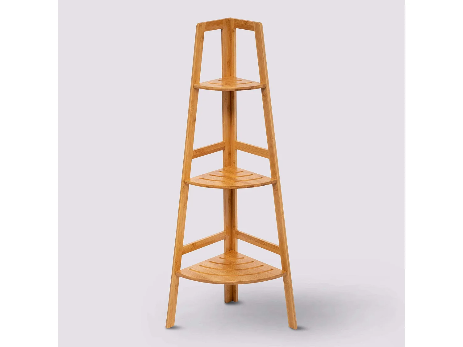Étagère de rangement d'angle 3 niveaux en Bambou H 103 cm