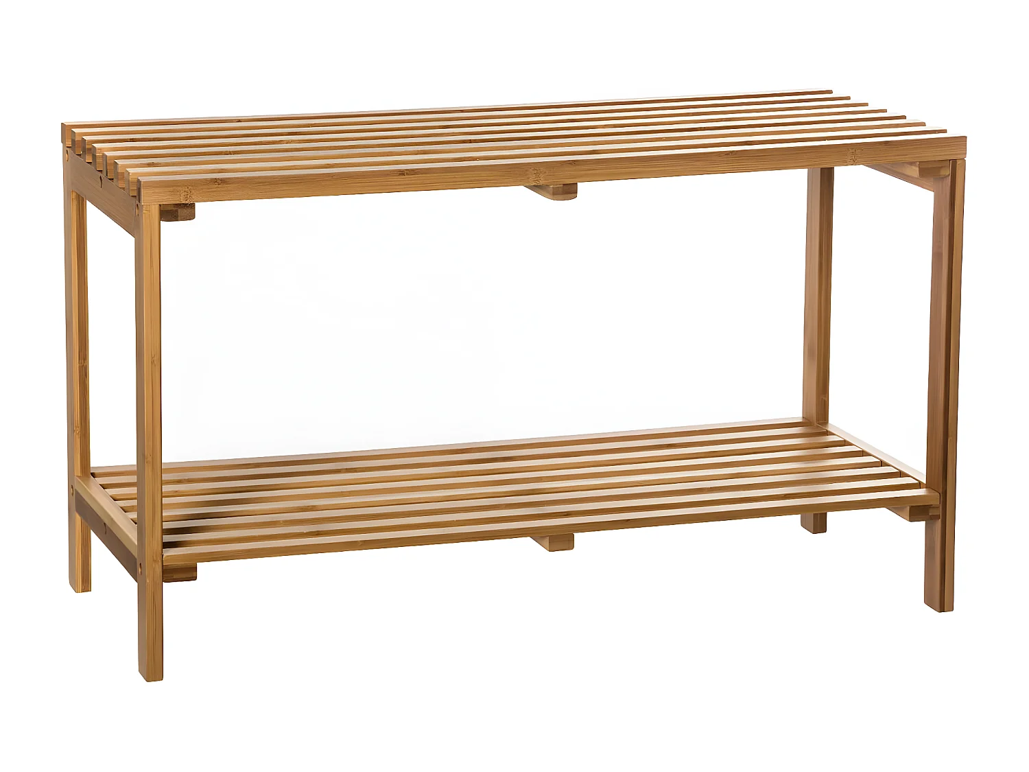 Étagère de rangement  basse 2 niveaux en Bambou L 78 cm